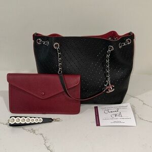 Chanel shopper tote and wristlet set with gift
